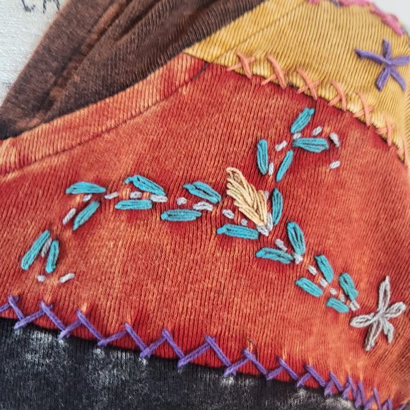 India Boutique Patchwork Multi-Colored Embroidered Zip Up Hoodie - Size … - Picture 5 of 11